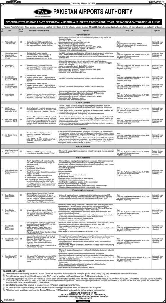 Pakistan Airports Authority Jobs 2026