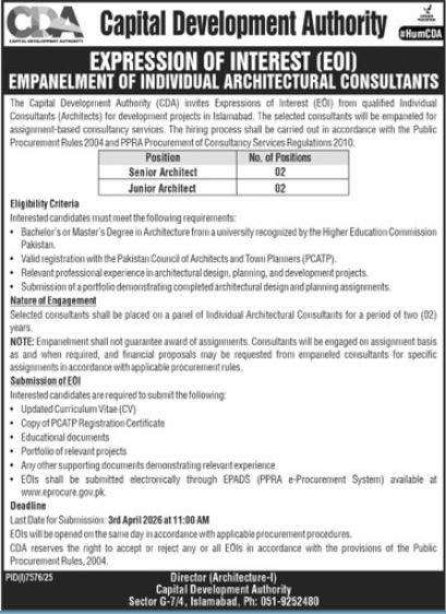 CDA Islamabad Jobs 2026