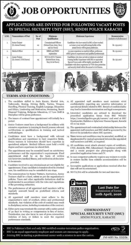 SSU Sindh Police Jobs 2026