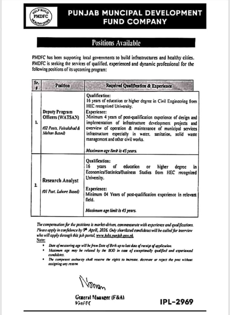 PMDFC Punjab Jobs 2026