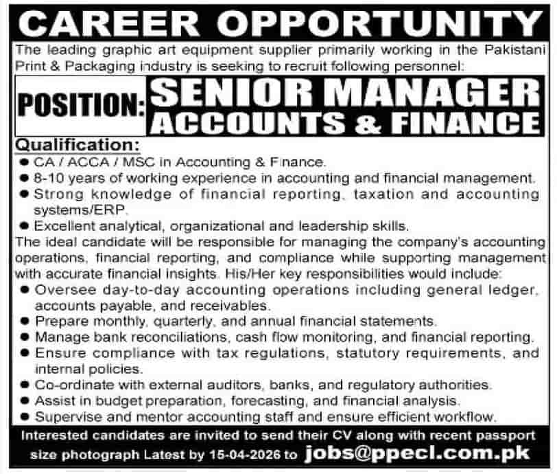 Senior Manager Accounts Jobs 2026