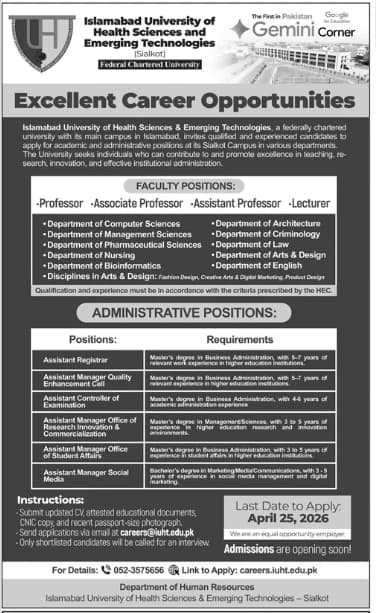 Islamabad University of Health Sciences Jobs 2026