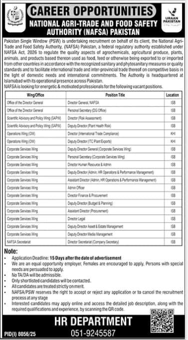 NAFSA Pakistan Jobs 2026