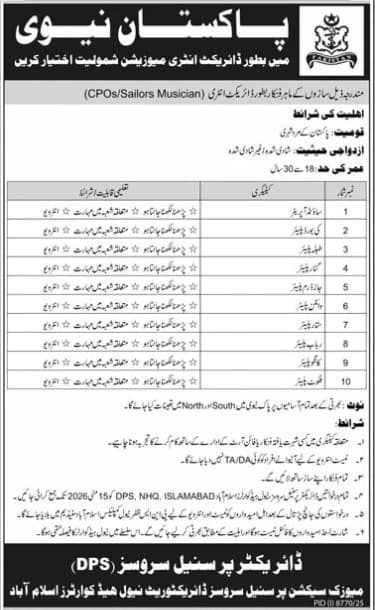 Join Pakistan Navy Jobs 2026